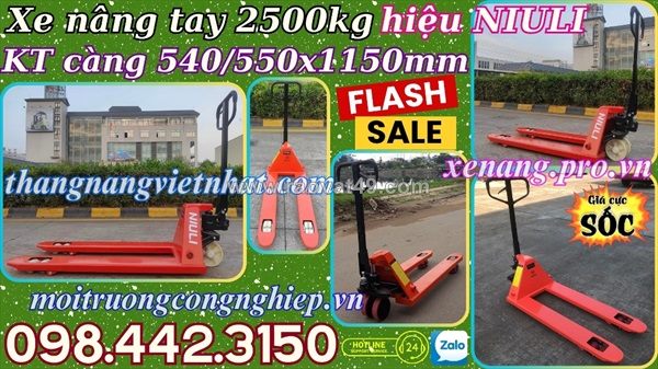 Xe nâng tay thấp 2.5 tấn càng hẹp ac25s - niuli