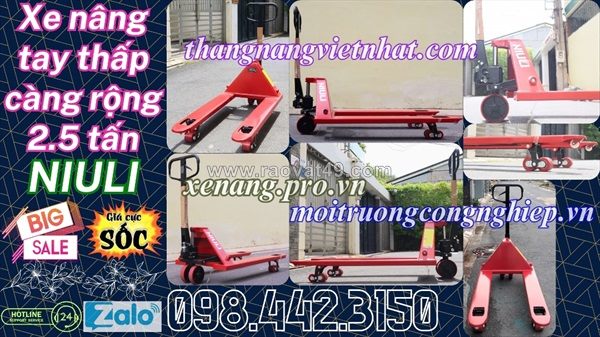 Xe nâng tay thấp 2.5 tấn càng rộng ac25m - niuli