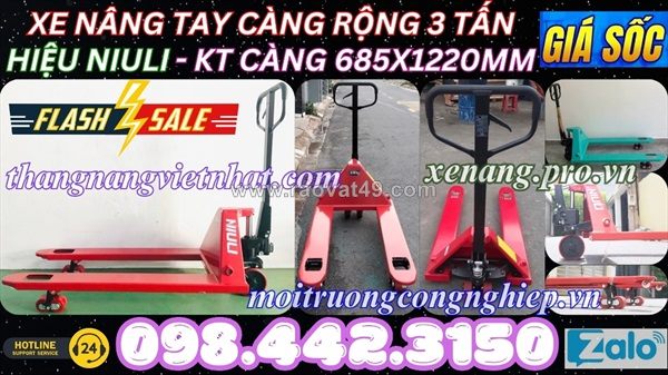 Xe nâng tay thấp 3 tấn càng rộng ac30m – niuli