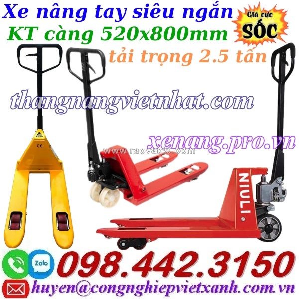 Xe nâng tay thấp càng siêu ngắn 800mm sd25 – niuli