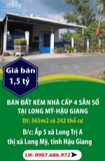 Bán đất kèm nhà cấp 4 sẵn sổ tại long mỹ-hậu giang