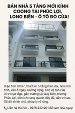 Bán nhà 5 tầng mới kính coong tại phúc lợi, long biên – ô tô đỗ cửa!
diện tích