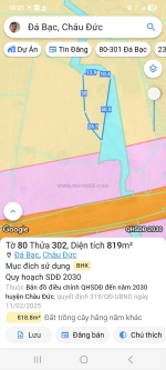 Cần bán 2 lô đất liền kề, có đất ở, view suối, xã đá bạc – châu đức – giá chỉ