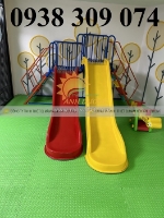 Cầu trượt máng đôi ngoài trời, cầu trượt sắt máng đôi giá rẻ