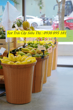Giỏ mây trưng bày trái cây, giỏ mây đựng trái cây siêu thị