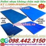 Pallet nhựa lót sàn không chân 1000x600x35mm - mặt liền - xanh dương