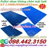 Pallet nhựa lót sàn không chân 1000x600x35mm - mặt lưới - xanh dương