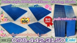Pallet nhựa lót sàn không chân 1000x600x35mm nhựa tái sinh