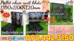 Pallet nhựa xuất khẩu 1100x1100x120mm màu đen hàng mới giá cực sốc