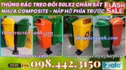 Thùng rác composite treo đôi chân sắt 50lx2
