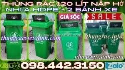 Thùng rác nhựa 120 lít nắp hở