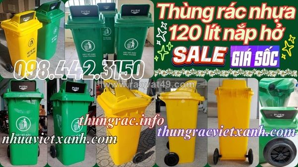 Thùng rác nhựa 120 lít nắp hở