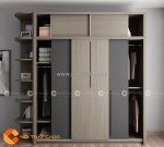 Tủ quần áo gỗ công nghiệp mdf cánh lùa có kệ trang trí