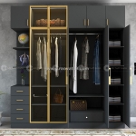 Tủ quần áo gỗ công nghiệp mdf cửa lùa kịch trần có kệ trang trí