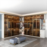 Tủ áo cánh kính khung nhôm tích hợp kệ trang trí