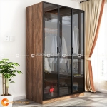 Tủ áo cánh kính tone nâu cổ điển sang trọng tinh tế