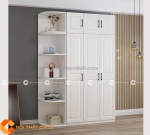 Tủ quần áo gỗ công nghiệp mdf màu trắng tân cổ điển