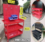 Xe đẩy dụng cụ 3 tầng có bảng treo – tối ưu không gian làm việc!