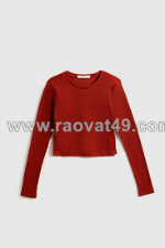 Áo thun gân tay dài cổ tròn thời trang trẻ trung, dễ phối đồ