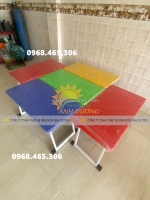 Bàn nhựa mầm non chân gập gọn nhiều màu