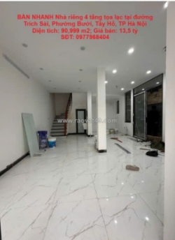 Cần bán nhanh nhà riêng 4 tầng tọa lạc tại đường trích sài, phường bưởi, quận