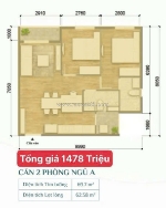 Căn hộ 2 phòng ngủ rộng rãi – giá chỉ 1,478 tỷ, vay 25 năm sở hữu ngay trung