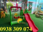 Cầu trượt xích đu con gấu cho bé, cầu trượt đơn giá rẻ