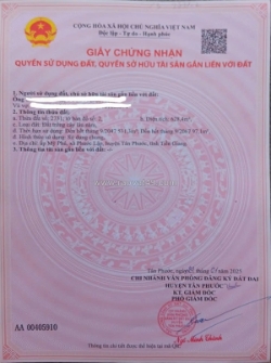 Chính chủ bán gấp lô đất mặt tiền đường nam nguyễn văn tiếp xã phước lập tân