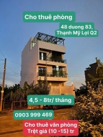 Chính chủ cho thuê văn phòng tầng trệt và chdv full tiện ích tại thạnh mỹ lợi,