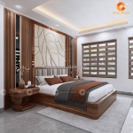 Giường ngủ gỗ tự nhiên bọc đầu nệm sang trọng