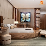 Giường ngủ gỗ tự nhiên thiết kế bo tròn độc đáo