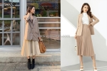 Mix áo len với chân váy xếp ly: công thức mix chân váy xếp ly dài mùa đông ấm áp, sành điệu