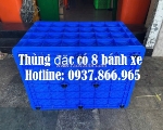 Thùng nhựa đặc có bánh xe 78*63*55cm, thùng nhựa kích thước lớn, thùng có bánh xe