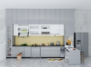 Tủ bếp an cường phủ acrylic kịch trần
