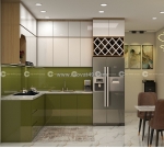 Tủ bếp gỗ công nghiệp phủ acrylic tiện lợi