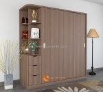 Tủ quần áo gỗ công nghiệp mdf cửa lùa có kệ trang trí màu vân gỗ sọc