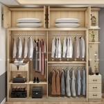 Tủ quần áo gỗ mdf cửa lùa màu vàng vân gỗ hiện đại