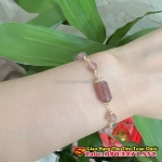 Vong tay phong thuỷ đá thạch anh dâu tây đẹp r03 quà tặng ý nghĩa giá rẻ