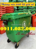 Xả hàng tồn kho thùng rác mới 100% giá rẻ- thùng rác 124, 240l nắp kín 2 bánh xe- lh 0911082000