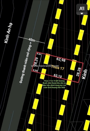 Xuân thới thượng – mặt tiền thanh niên – đất 2.023m² đã san lấp – giá 25 tỷ