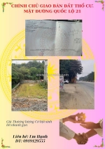 Chính chủ cần tiền gấp. giao bán đất thổ cư – mặt đường quốc lộ 21