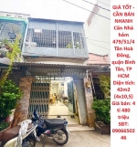 Giá tốt - cần bán nhanh căn nhà hẻm 479/51/4 tân hoà đông, quận bình tân, tp hcm