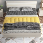 Giường ngủ gỗ công nghiệp bọc nệm đầu giường màu trắng