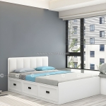 Giường ngủ gỗ công nghiệp bọc nệm màu trắng