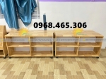 Kệ gỗ cao su nhà trẻ, kệ tủ nhà trẻ mẫu giáo, kệ gỗ 3 tầng mầm non