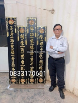 Làm câu đối gỗ cao cấp, làm câu đối thờ gia tiên cao cấp