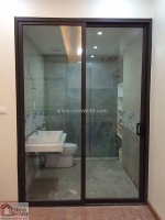 Mẫu cửa đi nhôm xingfa màu xám ghi 2 cánh đẹp tiện dụng