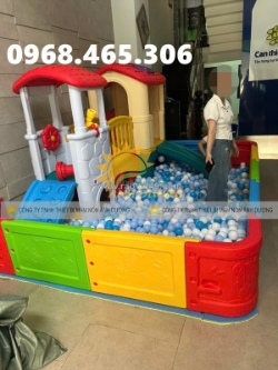 Nhà banh nhựa hình vuông trẻ em, nhà banh trẻ em nhiều màu