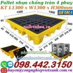 Pallet nhựa chống tràn 4 phuy kt 1300x1300x300mm