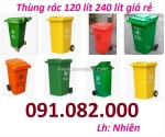 Thùng rác 120 lít, 240 lít màu xanh, cam, vàng giá rẻ tại an giang- thùng đựng rác- lh 0911082000